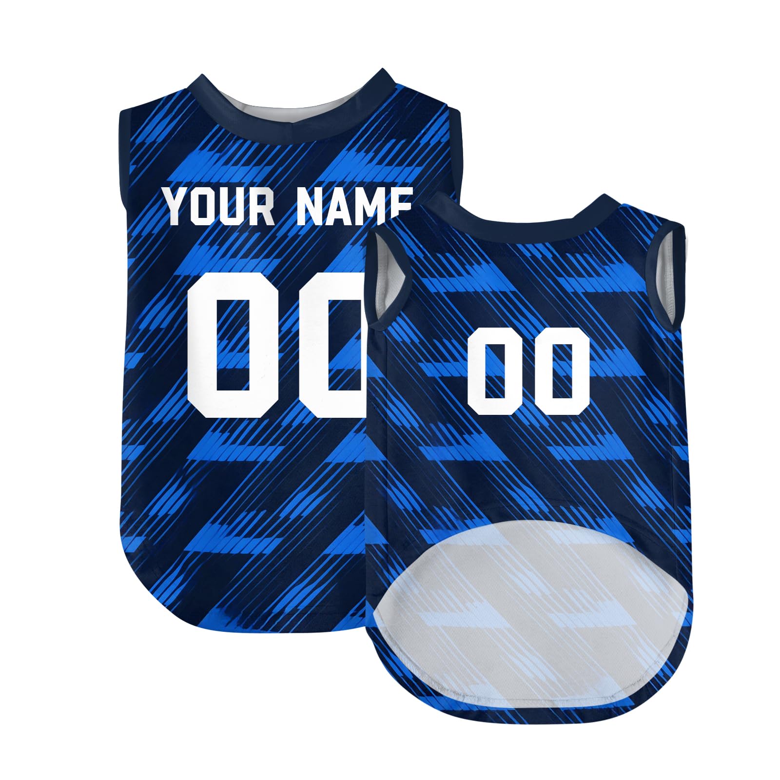 Personalised Dog T-Shirt, Custom Dog Clothes with Name Number & Logo Print, Breathable Quick Dry Sleeveless Football Jersey for Small Medium Large Dogs & Cats, XS-5XL, Ideal Pet Gift for Football Fans