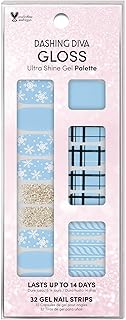 Dashing Diva Gloss Holiday Nail Strips - Snowball Fight | UV Free, Chip Resistant, Long Lasting Gel Nail Stickers | Contains 32 Nail Wraps, 1 Prep Pad, 1 Nail File