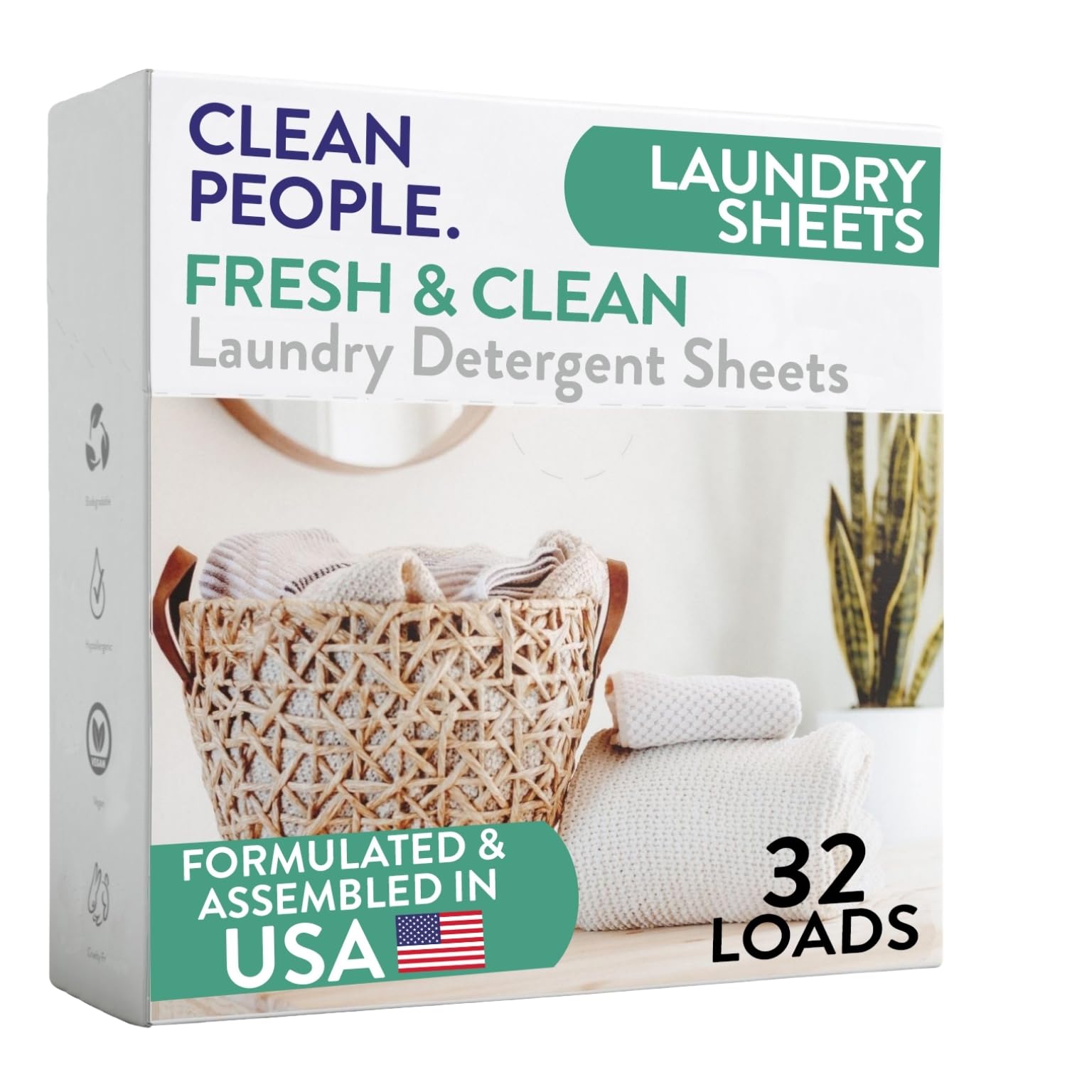 - Laundry Detergent Sheets - Laundry Soap - Ultra Concentrated, Recyclable Packaging, Stain Fighting - Fresh Scent, 32 Pack