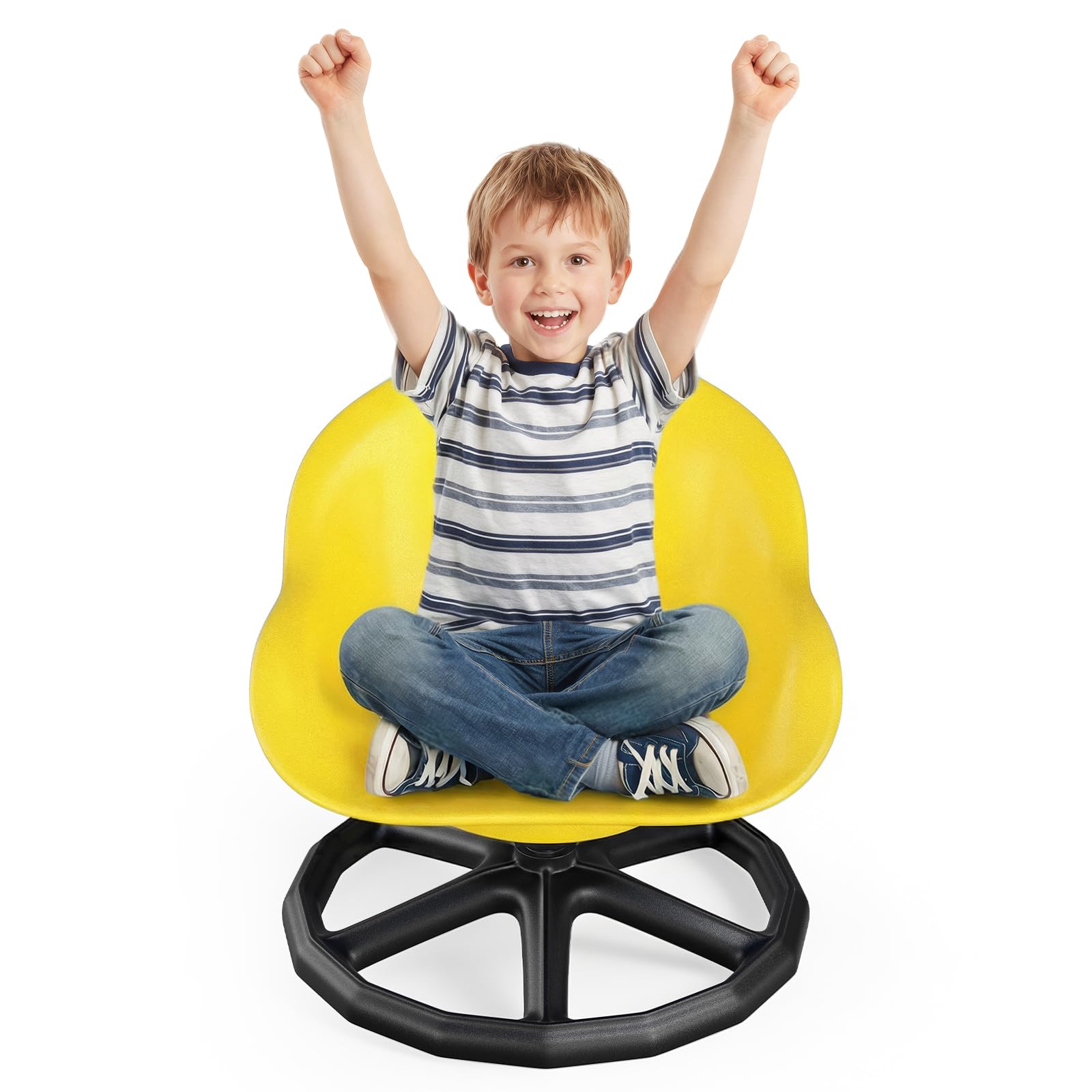 Spinning Chair for Autism, Sensory Swivel Chair with 360Β° Silent Spinning, Sturdy 220lbs Capacity, Non-Slip Sensory Equipment for Kids with ADHD, ASD β Indoor Outdoor, Yellow