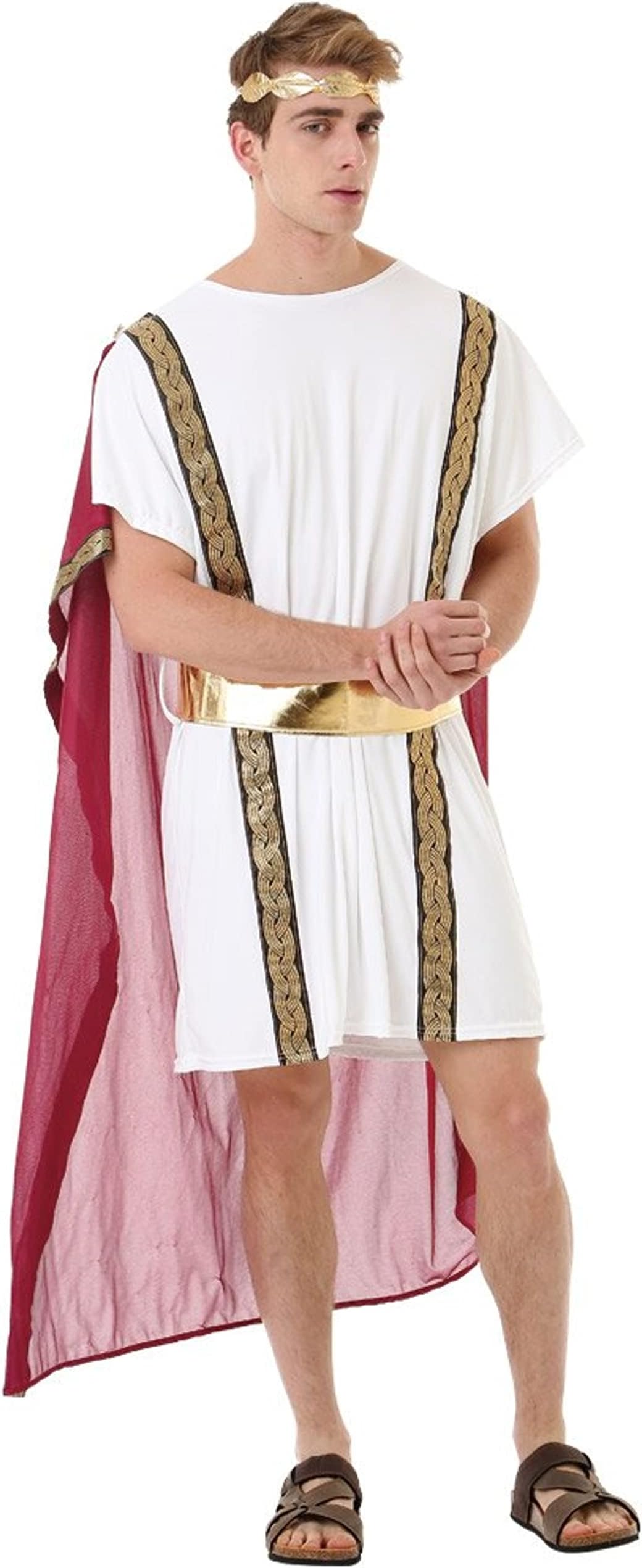 Roman Emperor Men's Halloween Costume - Julius Caesar & Greek Toga King Robe