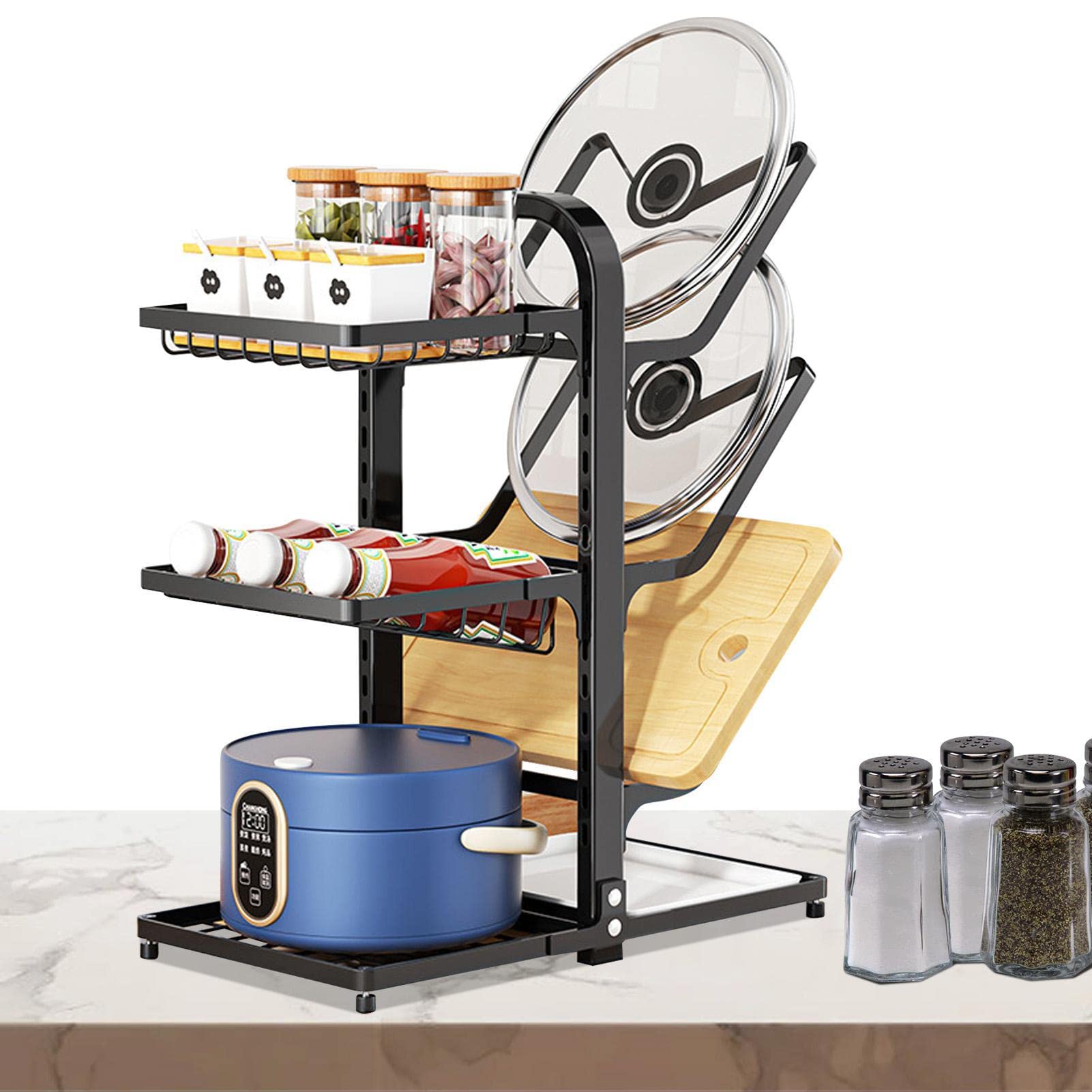 Organizer per pentole e padelle per armadietti, organizer a più livelli per armadietti, organizer per organizzare la casa, indispensabile per organizzare la casa, piano di lavoro regolabile | Cucina per Asciugamano, Coperchi, Utensili, Portacoperchi, Arma