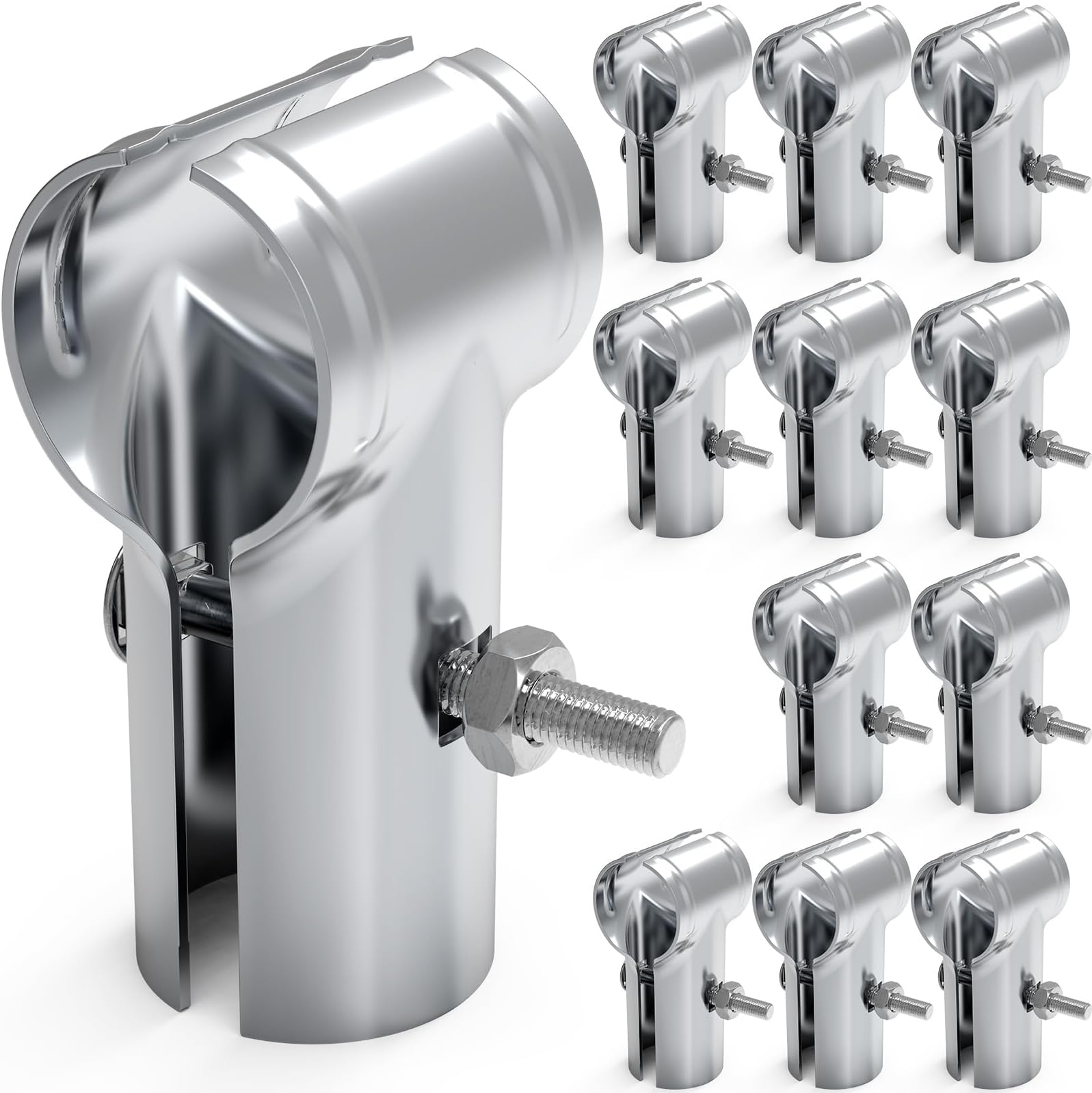 IRENPORU 12 Pcs End Rail Clamps 15/8" x 15/8", T Pipe Clamp for 15/8