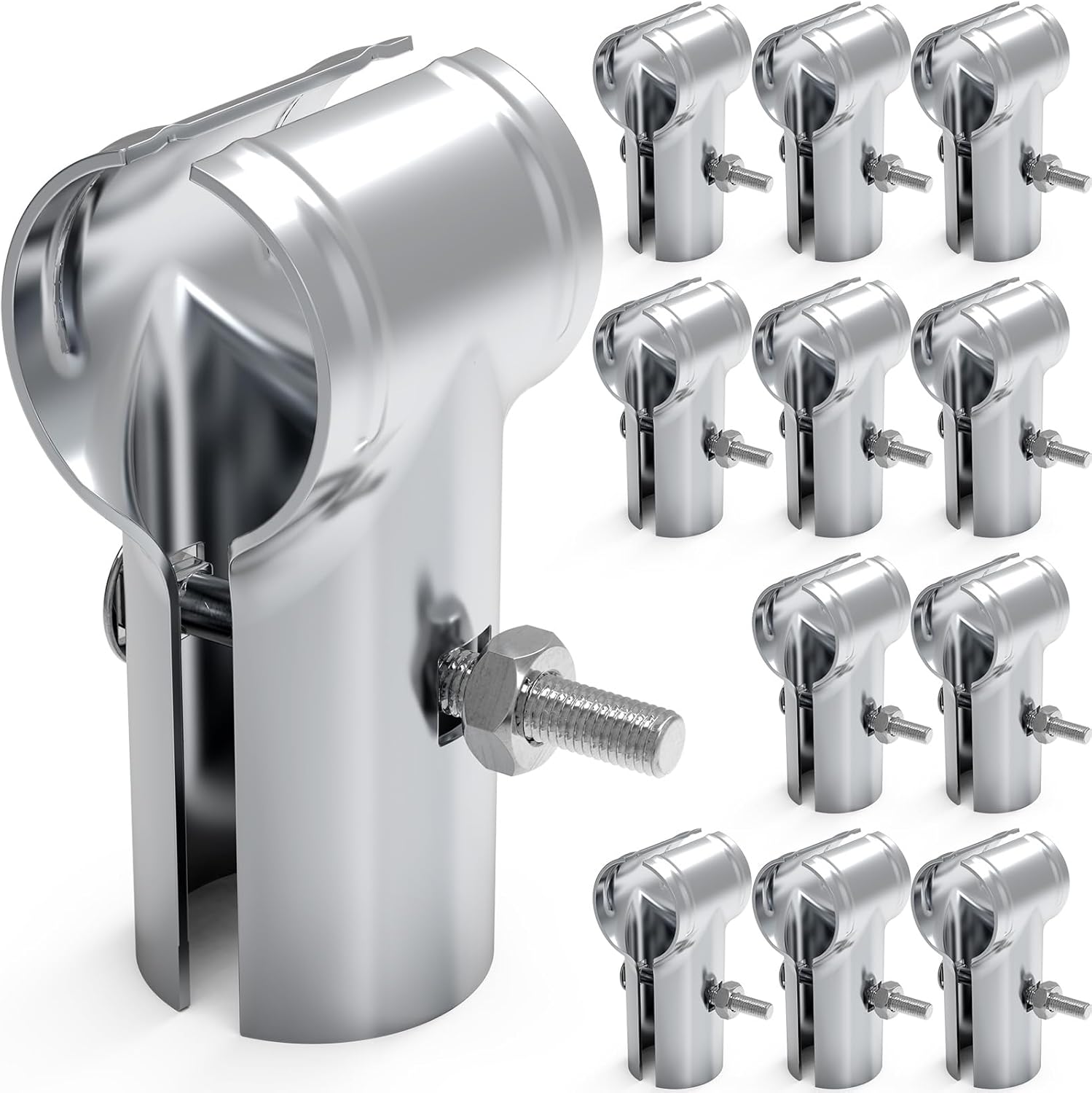 12 Pcs End Rail Clamps 1-3/8", T Pipe Clamp for 1-3/8" OD Pipe Chain Link Fence End Rail T Clamp Panel T Clamps Chain Link Fence Parts