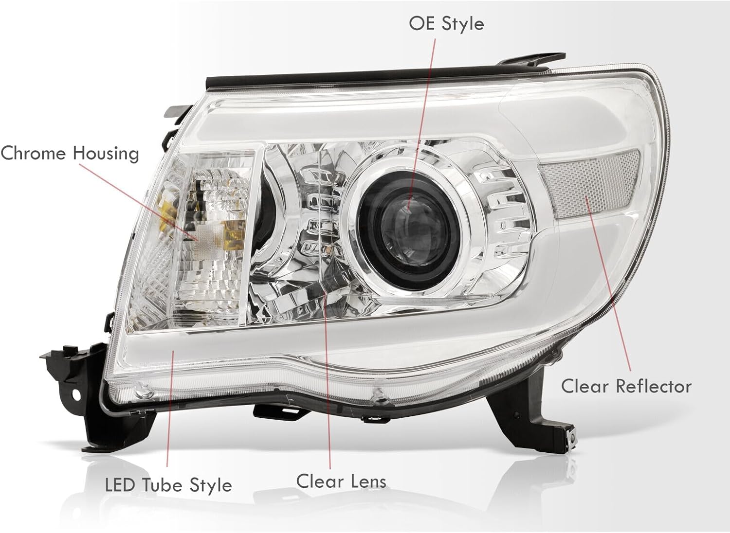 AJP Distributors LED DRL Bar Tube Driving Projector Headlights Bumper Signal Lamps Assembly Pair Left Right Compatible/Replacement For Tacoma 2005 2006 2007 2008 2009 2010 2011 05 06 07 08 09 10 11