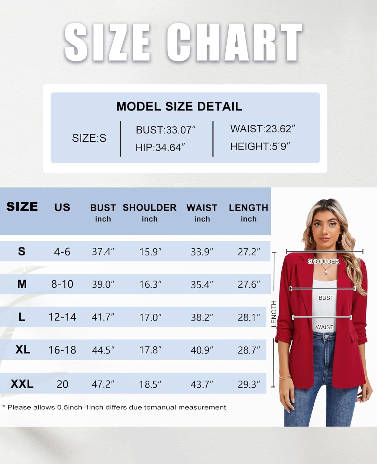MINTLIMIT Shoulder Pad Blazer for Women Ruched 3/4 Sleeve Open Front Blazers Work Notch Lapel Jacket with Pockets