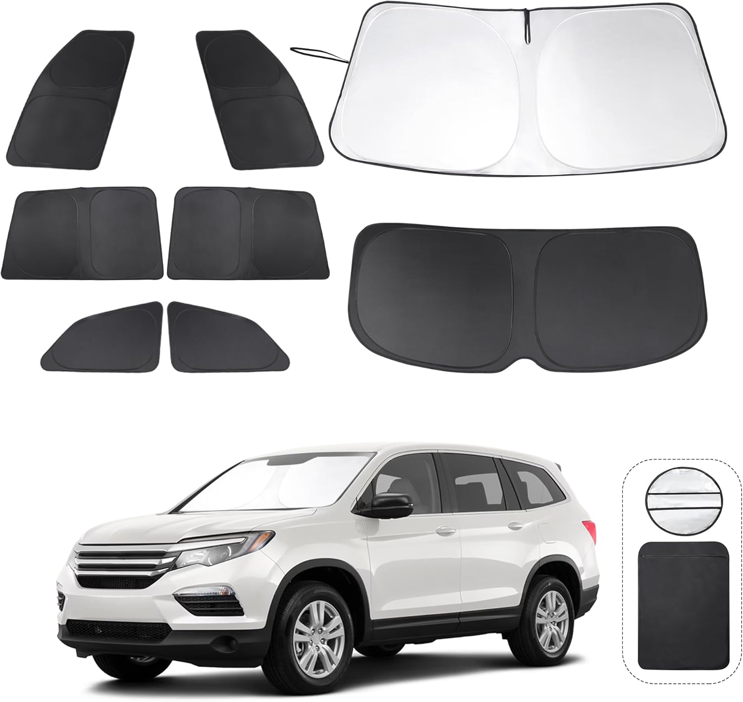 Window Shades for Honda Pilot 2016-2025 EX-L Special Edition Elite Black Edition Touring Accessories Car Side Full Windows Rear Windshield Sun Shade Camping Sun UV Rays Privacy Protection 8PCS