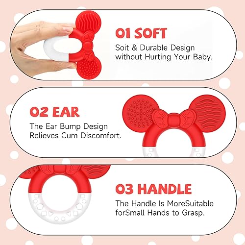 Miniatura 4 de 2 paquetes de juguetes de dentición para bebés de 3 a 6 a 12 meses, sin BPA, suave y de silicona, alivio de la dentición para bebés, juguetes