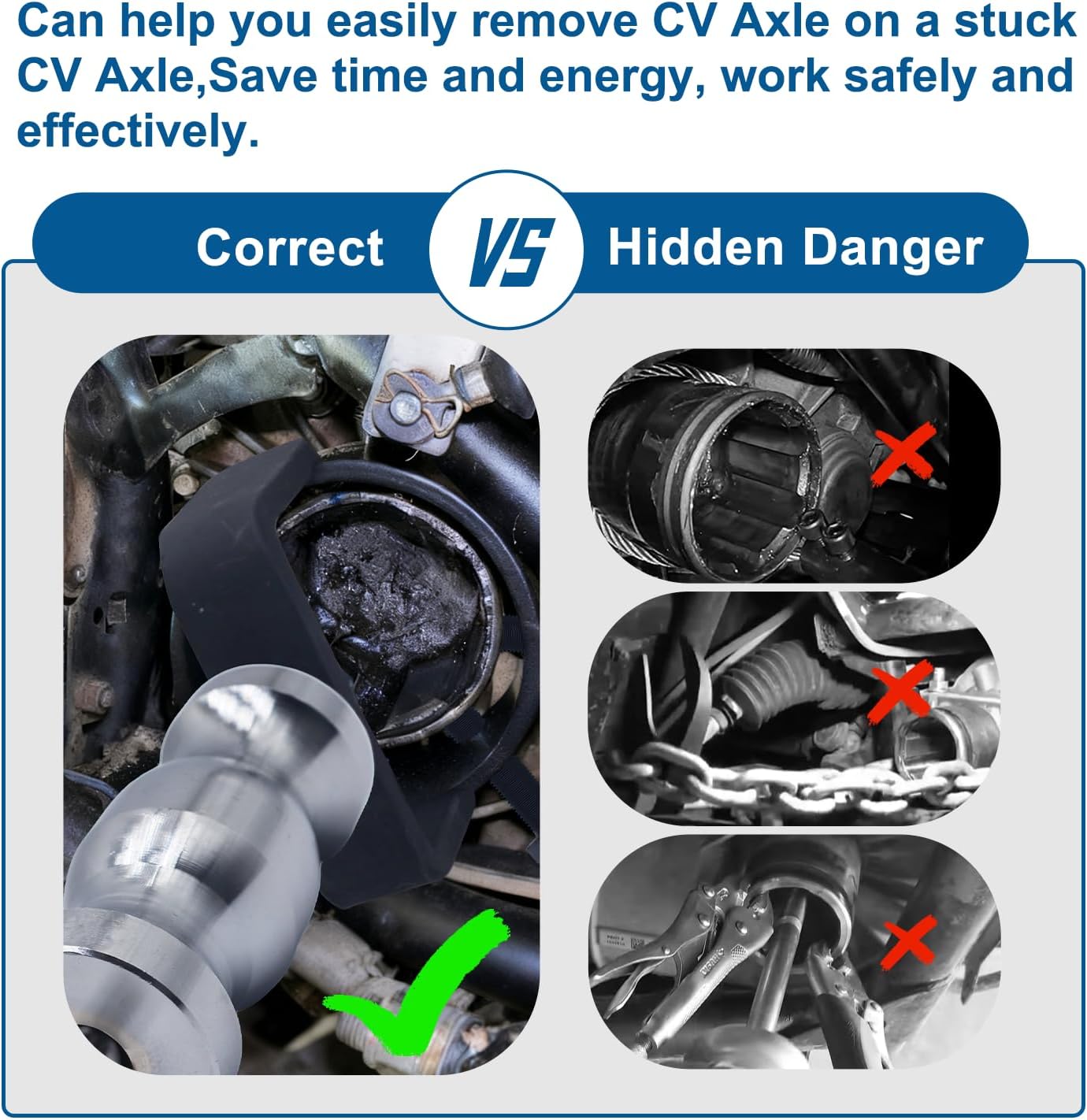 CV Axle Removal Tool for ATV & UTV, Heavy Duty CV Axle Puller with 3.8lb Slide Hammer, Heat Treated Driveshaft Removal Tool Set