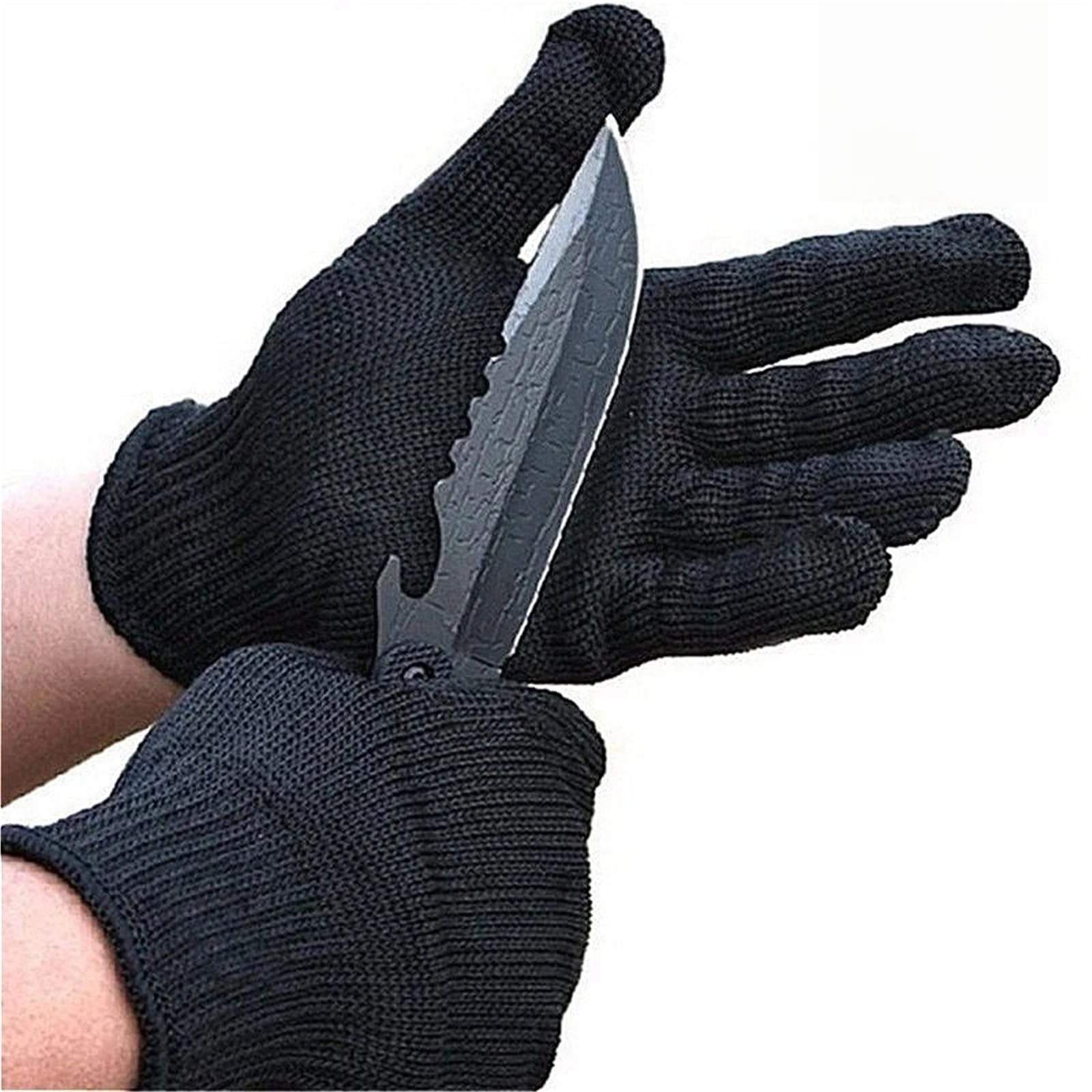 Lot De 2 Gants Anti-coupures, Travail Résistants À L'usure, D'autodéfense Noirs En Maille Métallique Et Fil D'acier - Armure-Prot