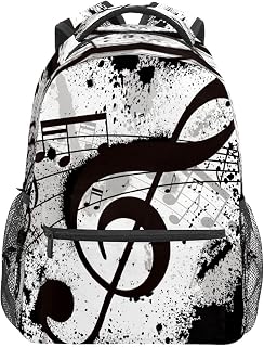 Mochila escolar para meninos e meninas mochila preta nota musical estudante bolsa de ombro para alunos Menino Menina leve durável médio ensino médio universitário bolsa de viagem mochila para caminhada acampamento mochila, Multicolorido, One Size, Clássico