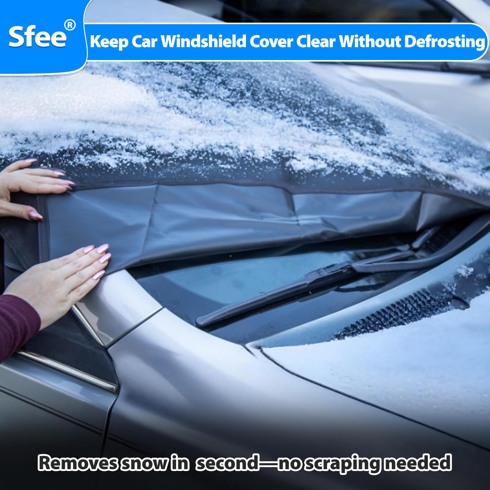 Sfee Windshield Cover for Ice and Snow Heavy-Duty 600D Waterproof Windshield Snow Cover With 2 Mirror Covers All-Weather — view 8