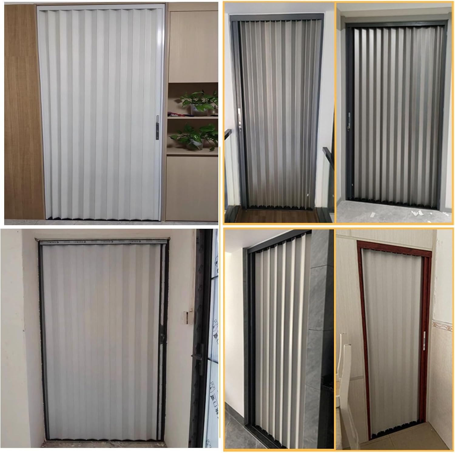 Accordion Garage Doors - Aluminum Folding Concertina Door, 60-96 Inch Tall, Easy Install Indoor/Outdoor Gate Partition, Custom Sizes & Colors Available (56x70in)