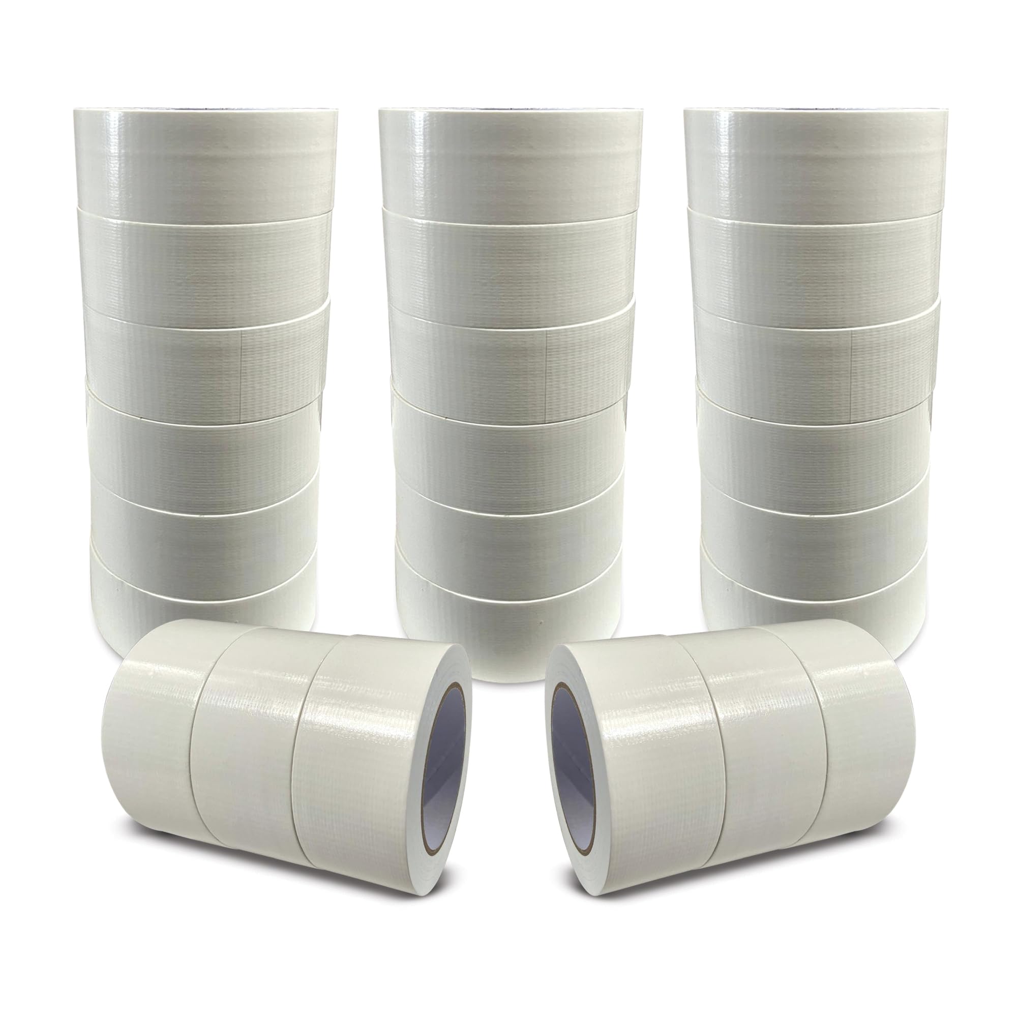 JeeJaan® 24 Rolls of White Duct Tape 50mm x 50m Heavy Duty Gaffer Tape for Electrical Plumbing and Outdoor Use Strong Waterproof Adhesive Ideal for Sealing Fixing Wrapping and Repairing — image 1