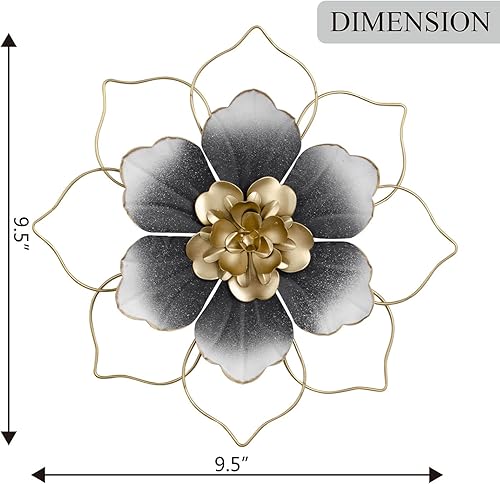 Miniatura 4 de Reflinto Escultura de pared de flores de metal de 9.5 pulgadas, decoración de pared de granja para cocina, sala de estar, baño, guardería, oficina,