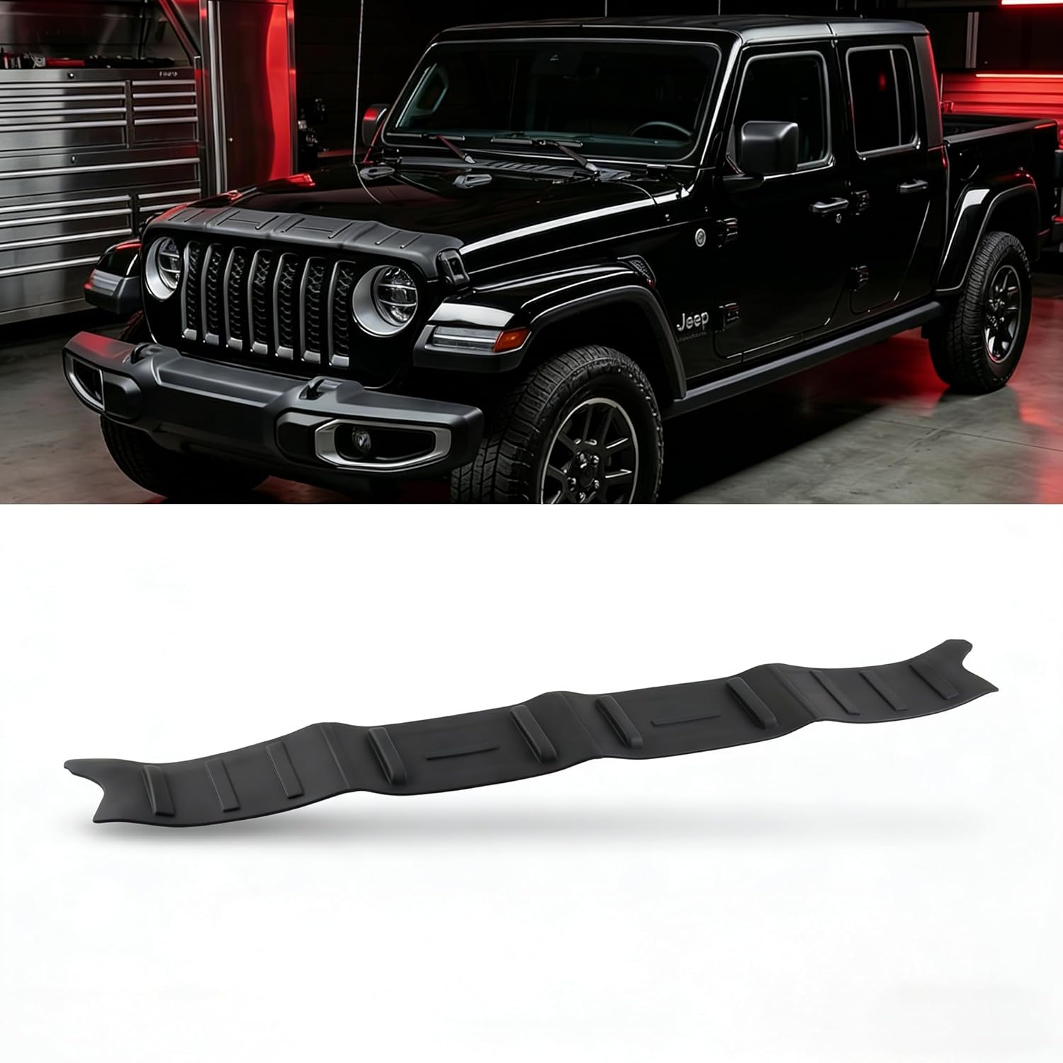 Hood Protector Fit for 2020-2026 Jee-p Gladiator JT and 2018-2026 Wrangler JL All Models, Black TPE Hood Deflector
