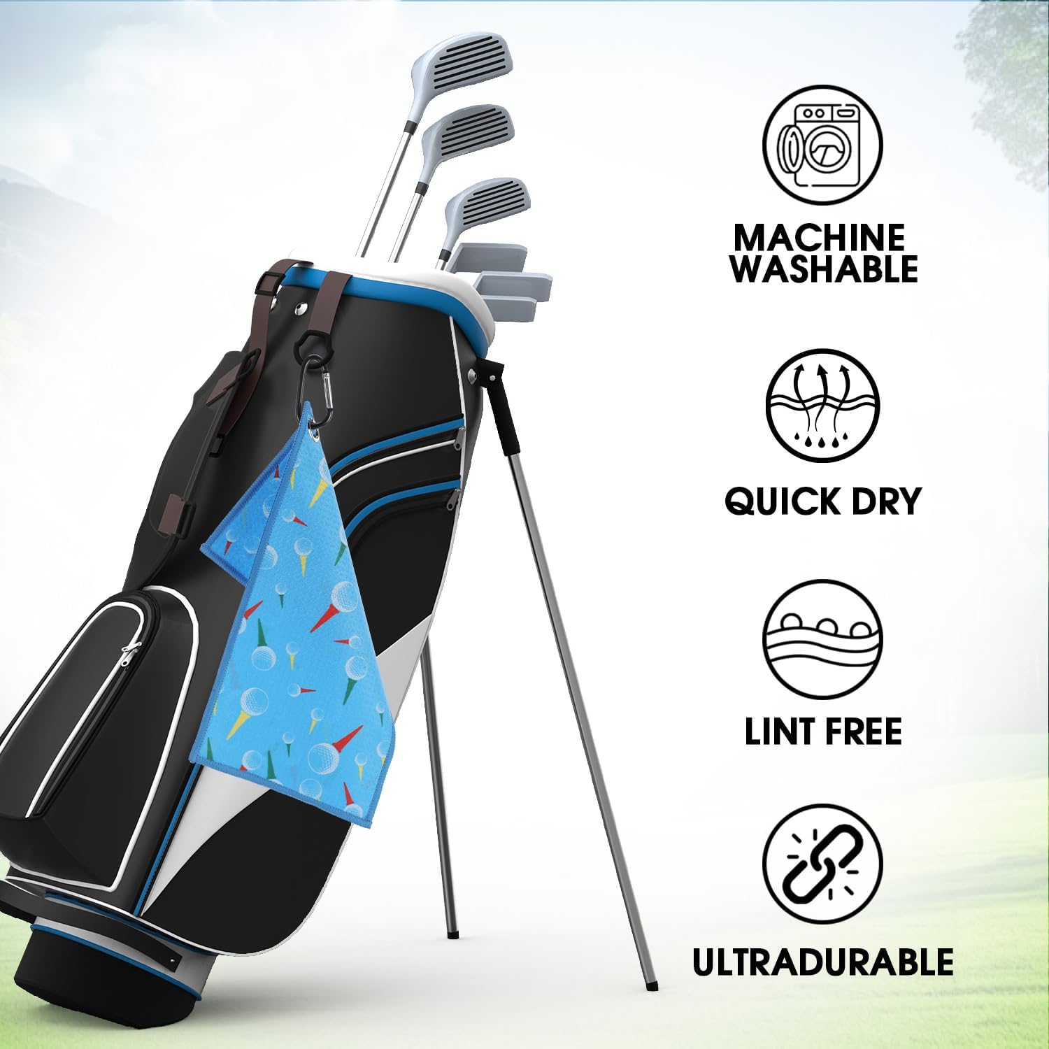 6 Pack Golf Towels Bulk, 12"x 6" Waffle Pattern Golf Towel | Funny Golf Ball Towels with Clips, Golf Bag Accessories for Men Women Golfs Lovers, Funny Gift, Cleaning Ball Club