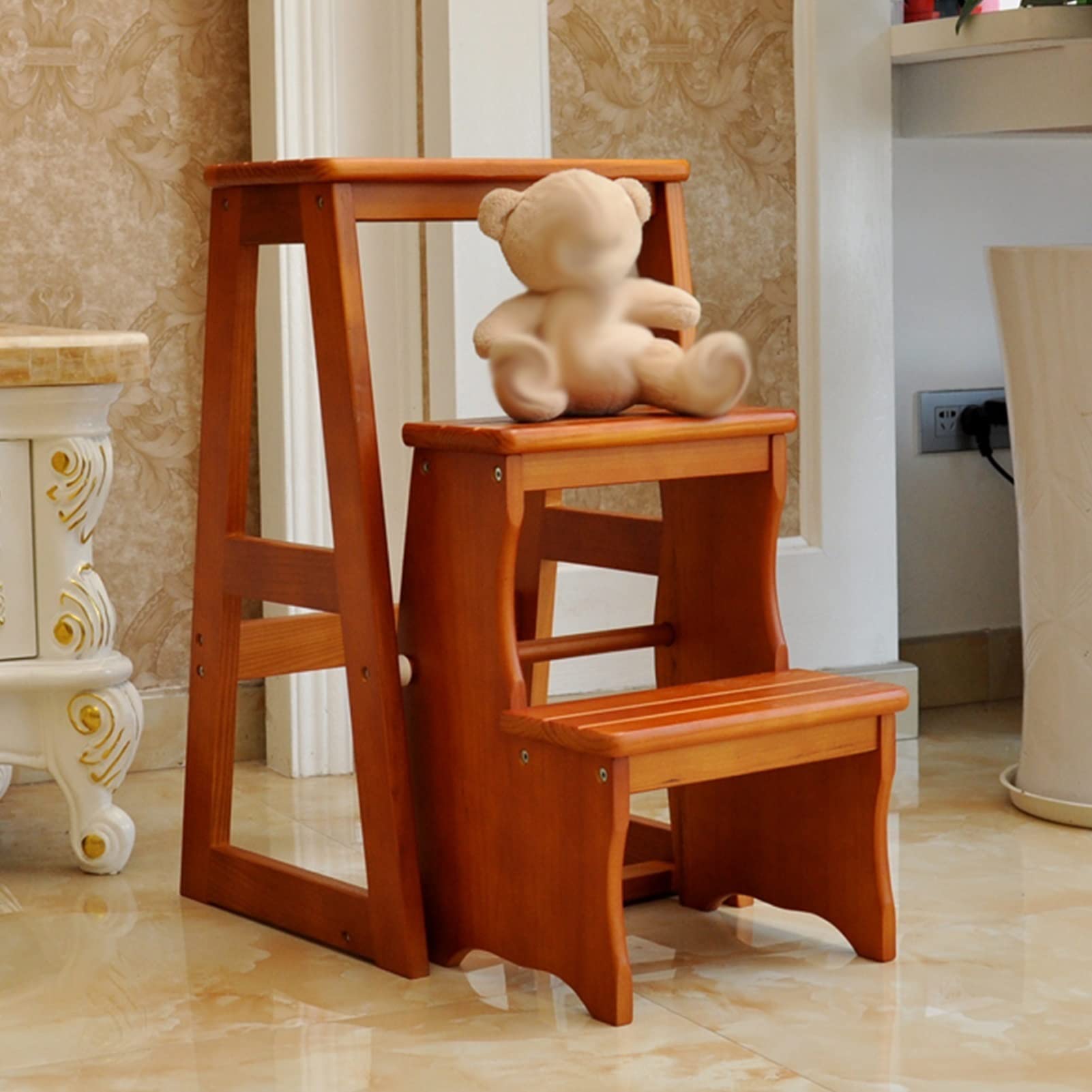 Tabouret simple en bois escalier et banc à chaussures 3 marches