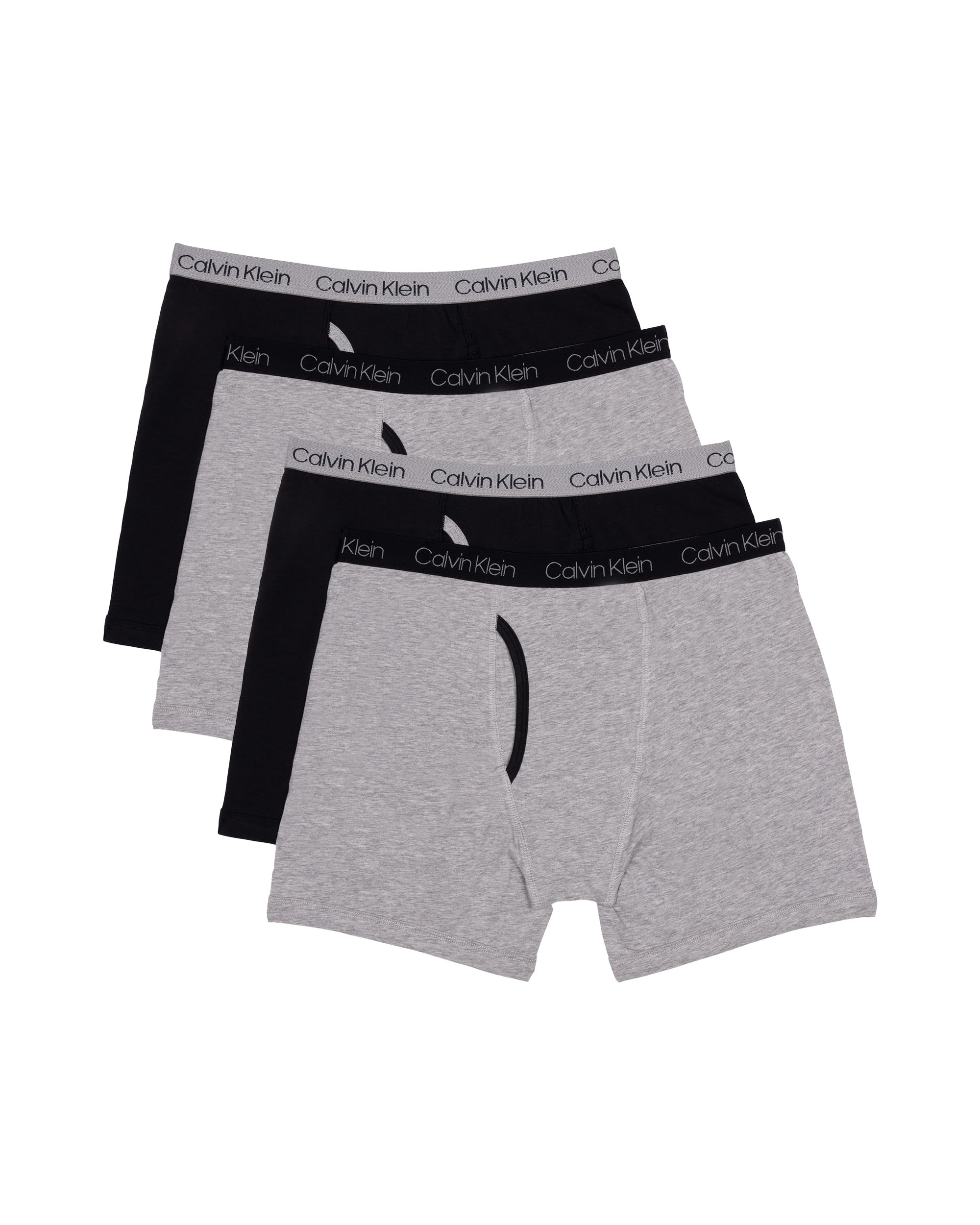 Calvin Klein Boys' Underwear Four Pack Boxer Brief Value Pack Heather Grey/Black Large