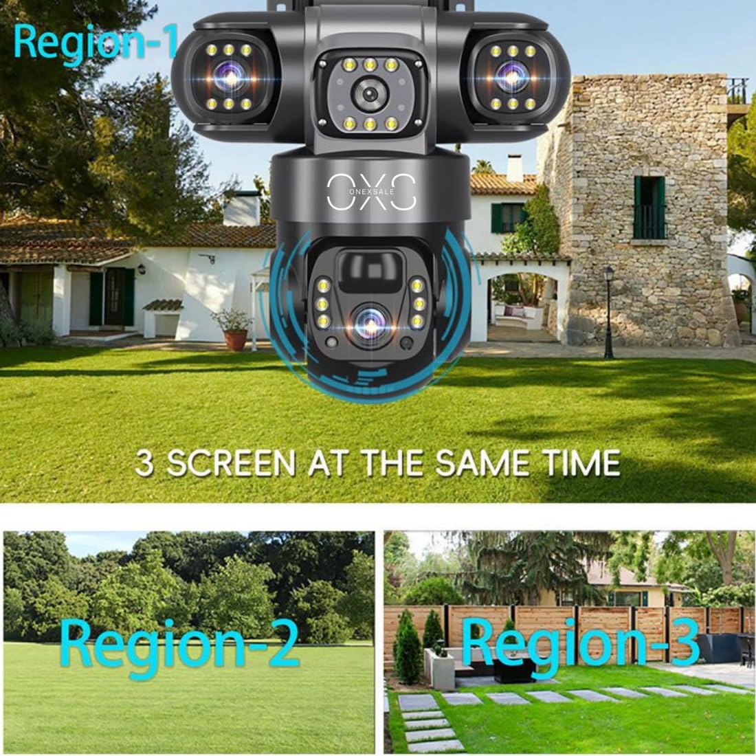 4G Solar Security Camera (Pack of 2) – Triple Lens 3MP, 360° PTZ, Color Night Vision, Auto-Tracking Human Detection, Two-Way Audio, 18000mAh Battery, IP66 Waterproof Wireless Outdoor CCTV, No WiFi