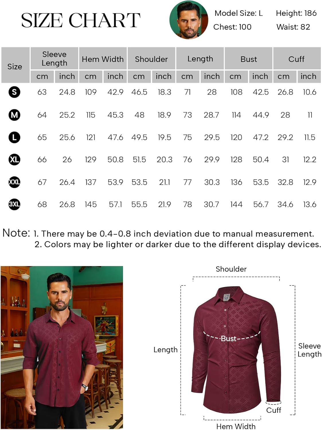 Hardaddy Mens Dress Shirt Long Sleeve Business Casual Button Down Shirts Men with Pocket Fall Winter - Image 6