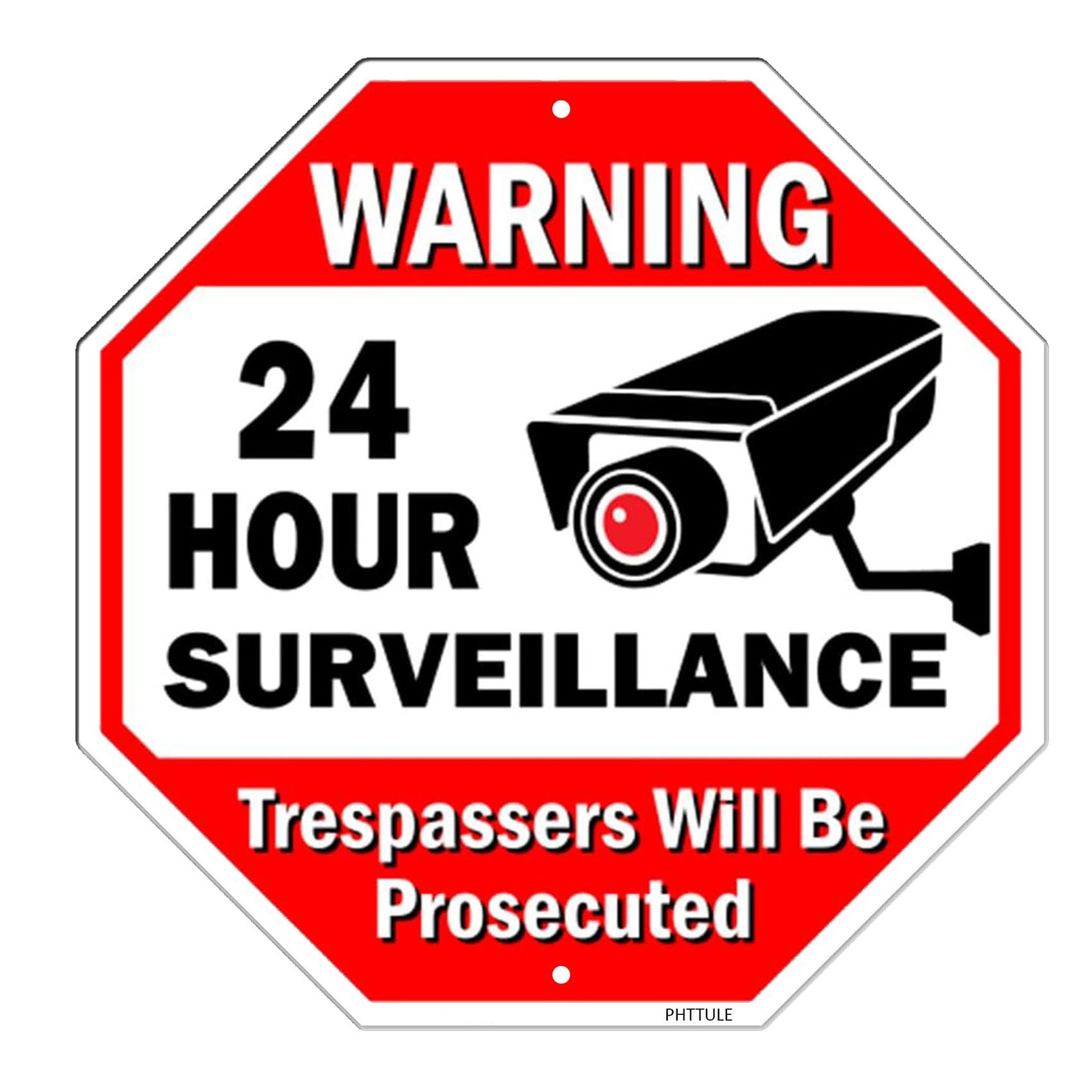 PHTTULE Video Surveillance Signs, No Trespassing Signs Private Property Outdoor Security Camera Sign, 10"x 10" Heavy Duty Aluminum Yard signs