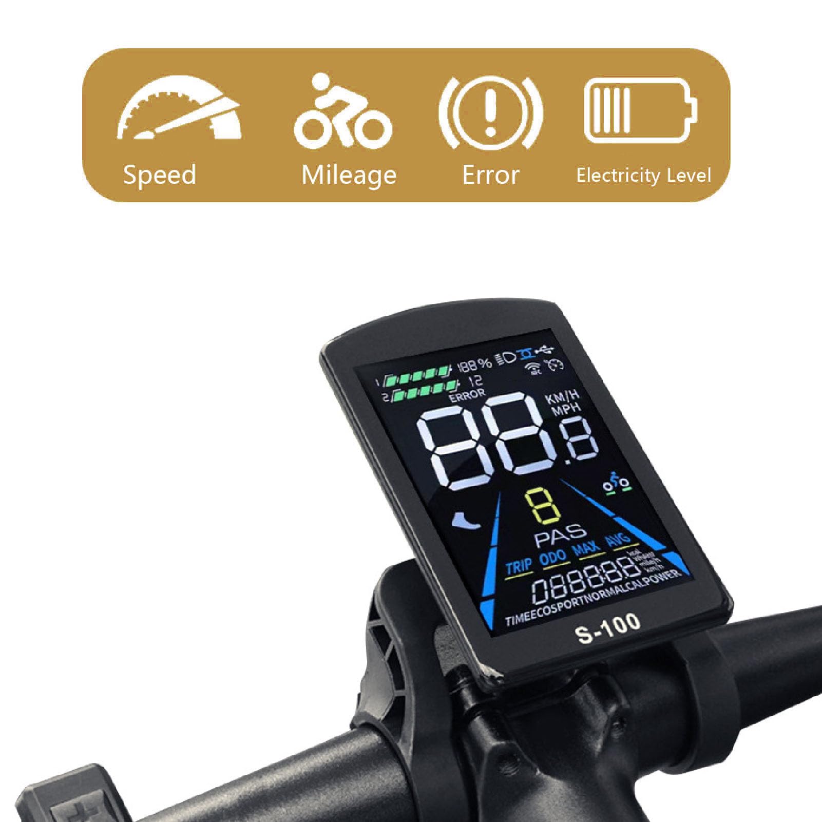 BuyWeek Kit Controller Scooter Elettrico, 36V 48V 15A DC Controller Motore 3 Mode con Metri S100 e Leva del Gas Pollice e Sensore di Assistenza e Cavo