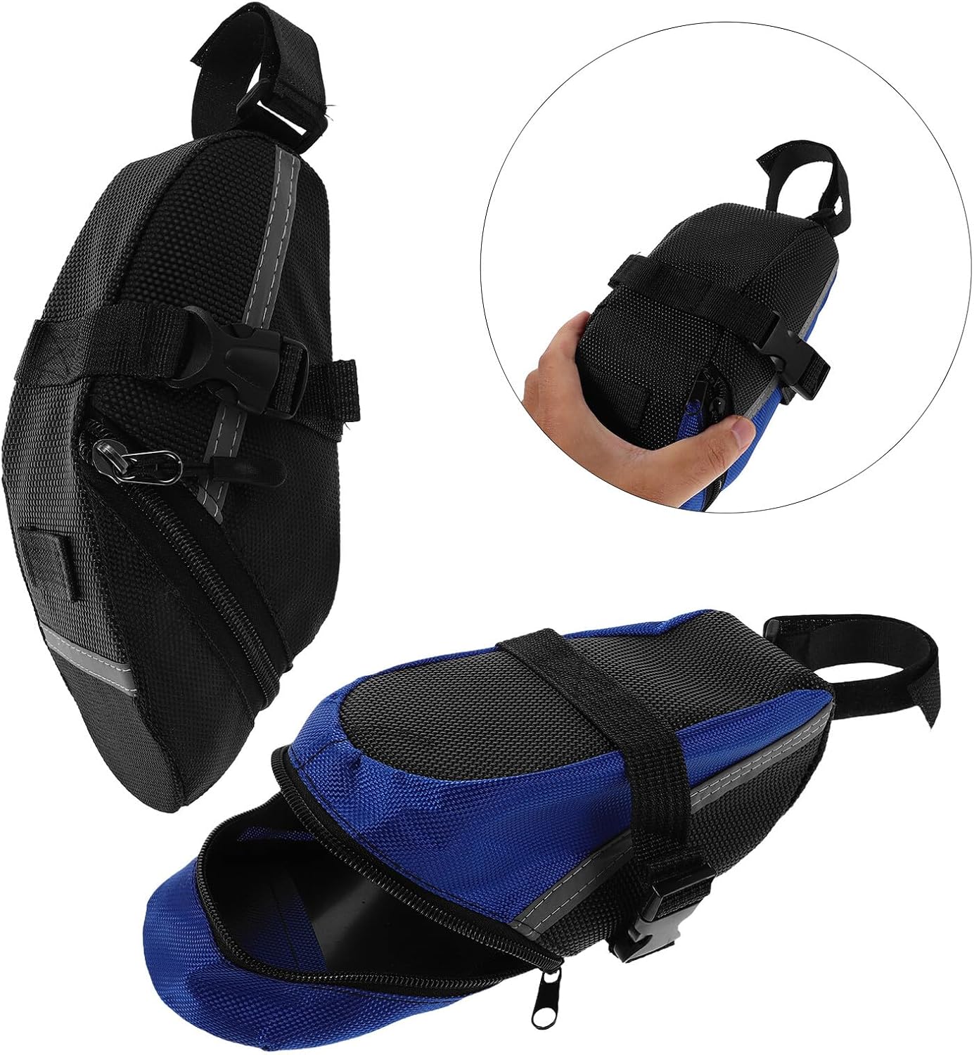 Homoyoyo 2pcs Mountain Bike Saddle Bag Waterproof Cycling Seat Pouch Large Capacity under Seat Tool Storage Pack for Outdoor Riding