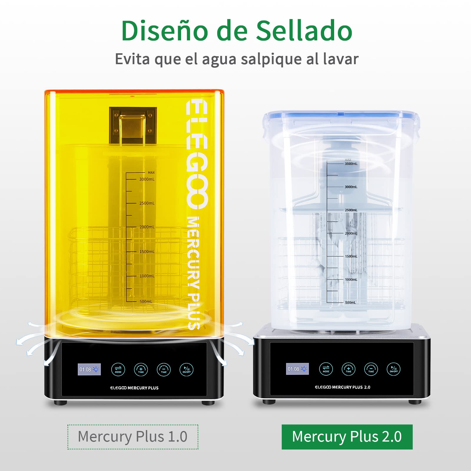 ELEGOO Mercury Plus V2.0 Wash and Cure, Máquina de Lavado y Curado 2 en 1, Curar 3D Modelo de Resina, Adecuado para Impresora 3D LCD/DLP/SLA