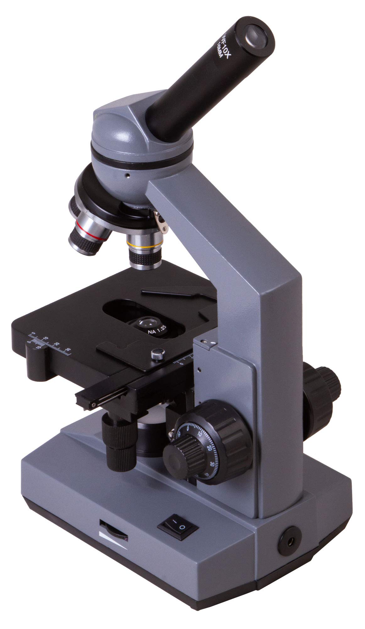 Microscopio Monocular Biológico Levenhuk 320 Plus 40-1600x con Óptica Acromática de Gran Angular, Iluminación por LED y Filtros