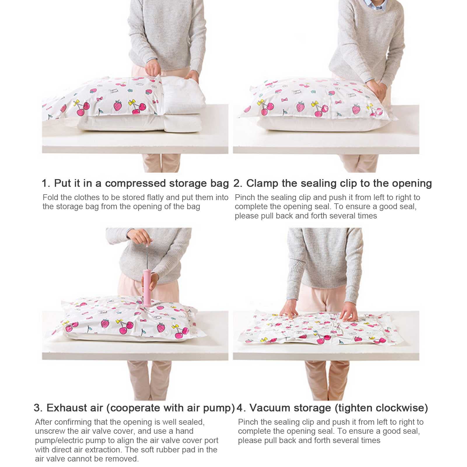 6 Pezzi Sacchetti di stoccaggio sottovuoto, 2 Confezioni Extra Large (47,24 "x39.37) Sacchi Spaventosi, for Abbigliamento, consolatore, Biancheria da Letto, Coperta, Pompa a Mano con Viaggi