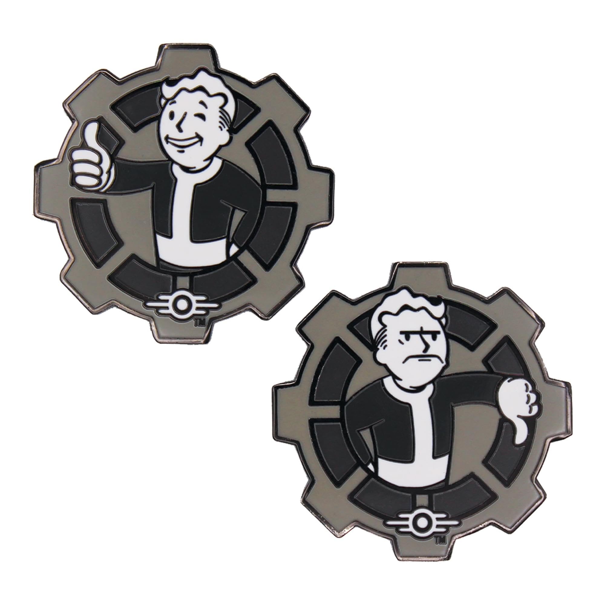 FaNaTtik Fallout Black & White Limited Edition Collectible Decision Flip Coin – Official Vault-Tec Inspired Metal Coin, Post-Apocalyptic Gamer Memorabilia, Gift for Fans & Collectors