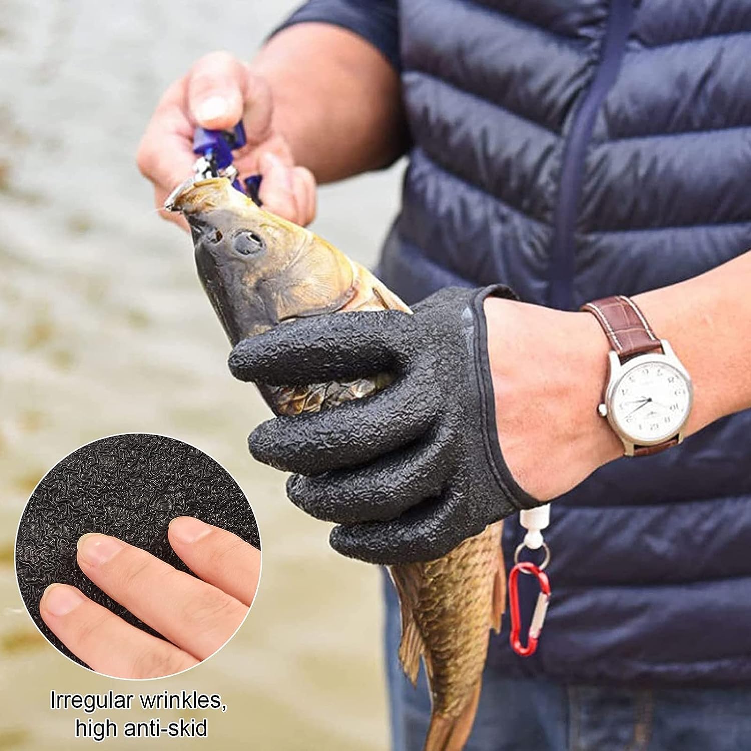 2 Pcs Guantes Pesca,Guantes De Caza Guantes De Pesca Anticorte Con Liberación Magnética Guantes Antideslizantes Fisherman Protect Prevent From Puncture Scrapes Para Actividades Al Aire Libre Pesca