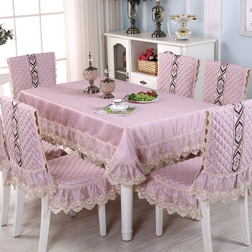 Nappe rectangle dentelle et housse de chaise élégante pour salle à manger