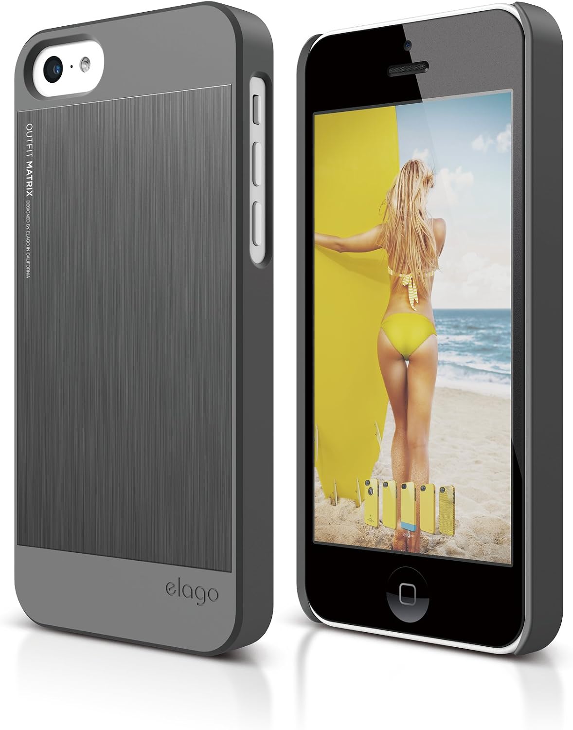 elago S5C Outfit Morph MX Aluminum and Polycarbonate Dual Case for The iPhone 5C - eco Friendly Retail Packaging (Dark Grey/Dark Grey)