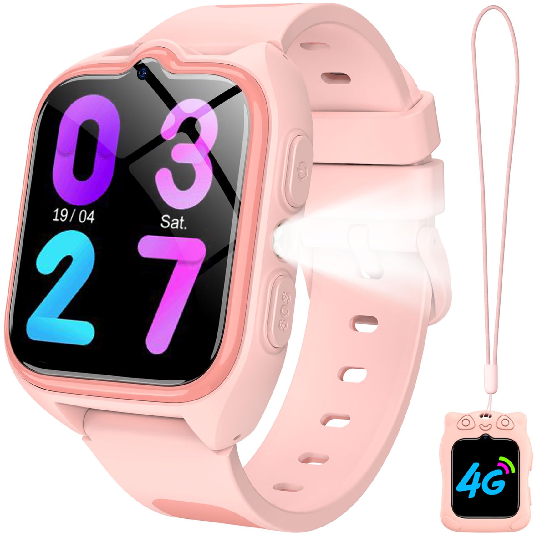 IOWODO Smartwatch Bambini 4G, Orologio Localizzatore GPS con Chiamata Video, Funzione SOS, Modalità Campus, Giochi Educativi, Batteria 800mAh, Impermeabile, Regalo per Ragazzi e Bambine Girl