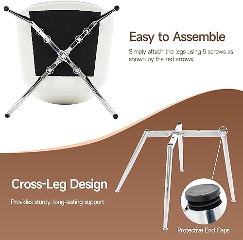 Miniatura 6 de Brage Living Juego de 2 sillas de comedor de piel sintética, modernas, sin brazos, para cocina, comedor, sillas laterales tapizadas con patas de