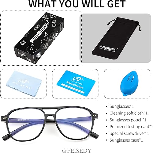 Miniatura 6 de FEISEDY Gafas de piloto ligeras con marco de bloqueo de luz azul, gafas de computadora cuadradas de gran tamaño para mujeres y hombres, B2387