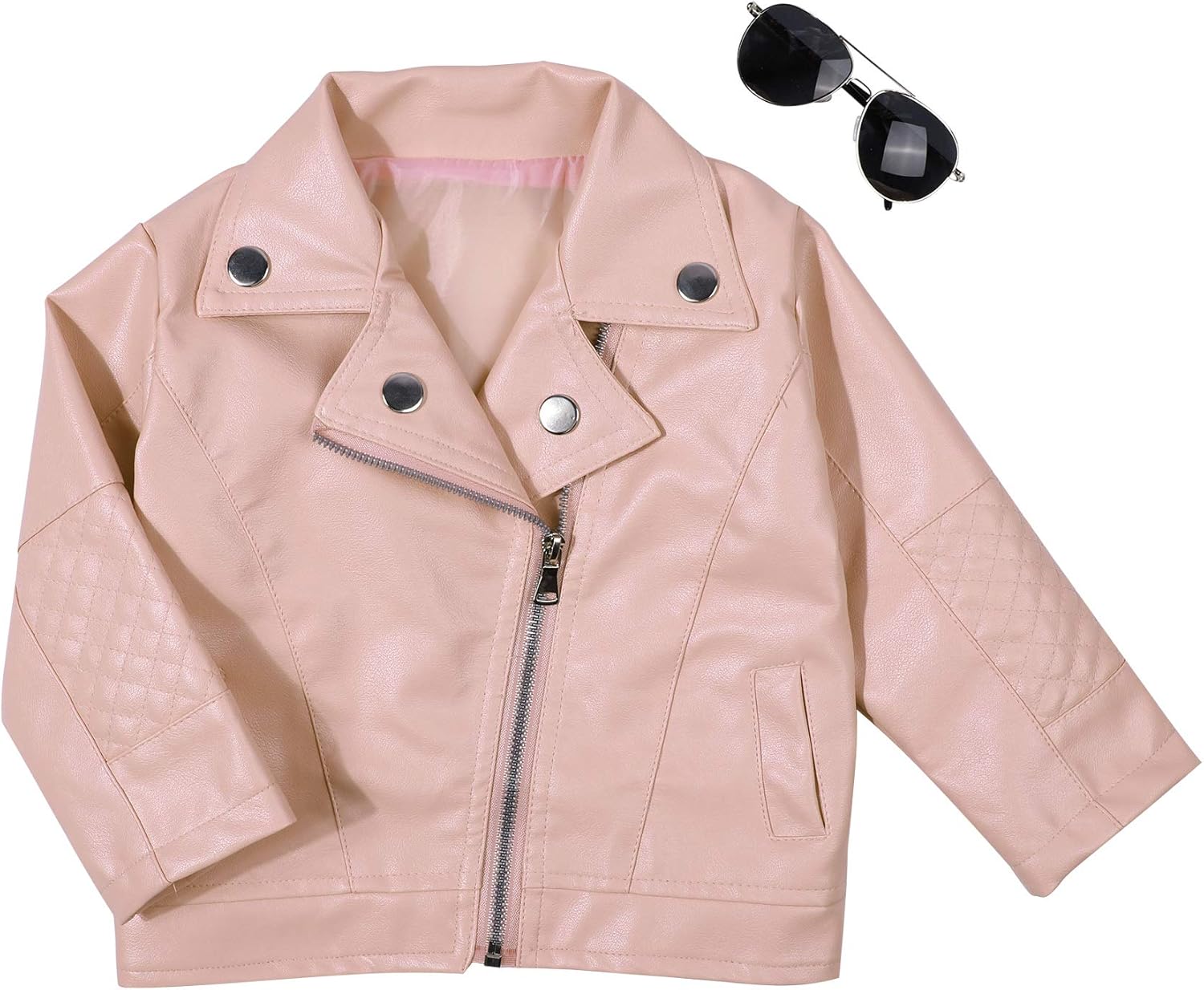 Baby Boys Girls Kids Outfits Spring Autumn PU Faux Leather Lapel Jacket Oblique Zipper Outerwear Coat: Clothing