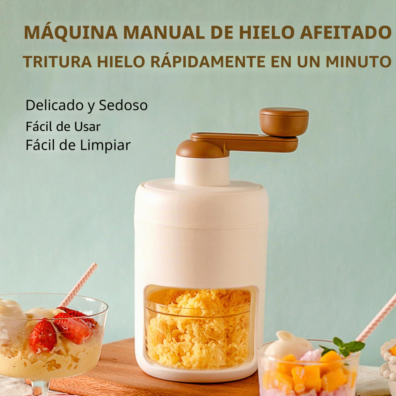 Trituradora de hielo manual Rotary - Cócteles Slush Machine Ice Cube Crusher - con bandejas de cubitos de hielo - para bar, cocina, accesorios para bebidas heladas (SYPBJ-001)