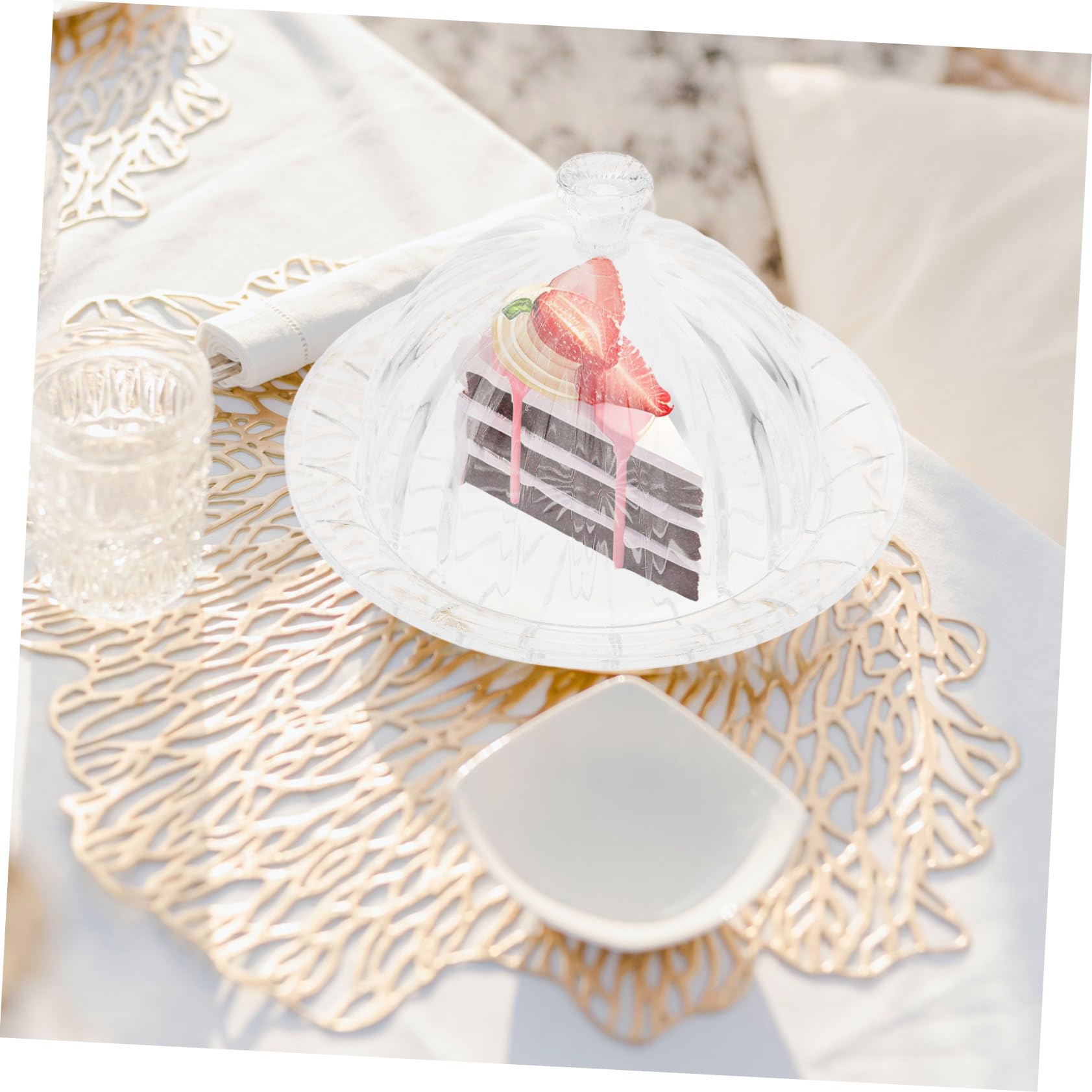 Mobestech Portatorte in Vetro con Coperchio Elegante per Dolci, Piatto da Dessert con Base Stabile e Design Raffinato, per Feste di Capodanno e Cene Formali