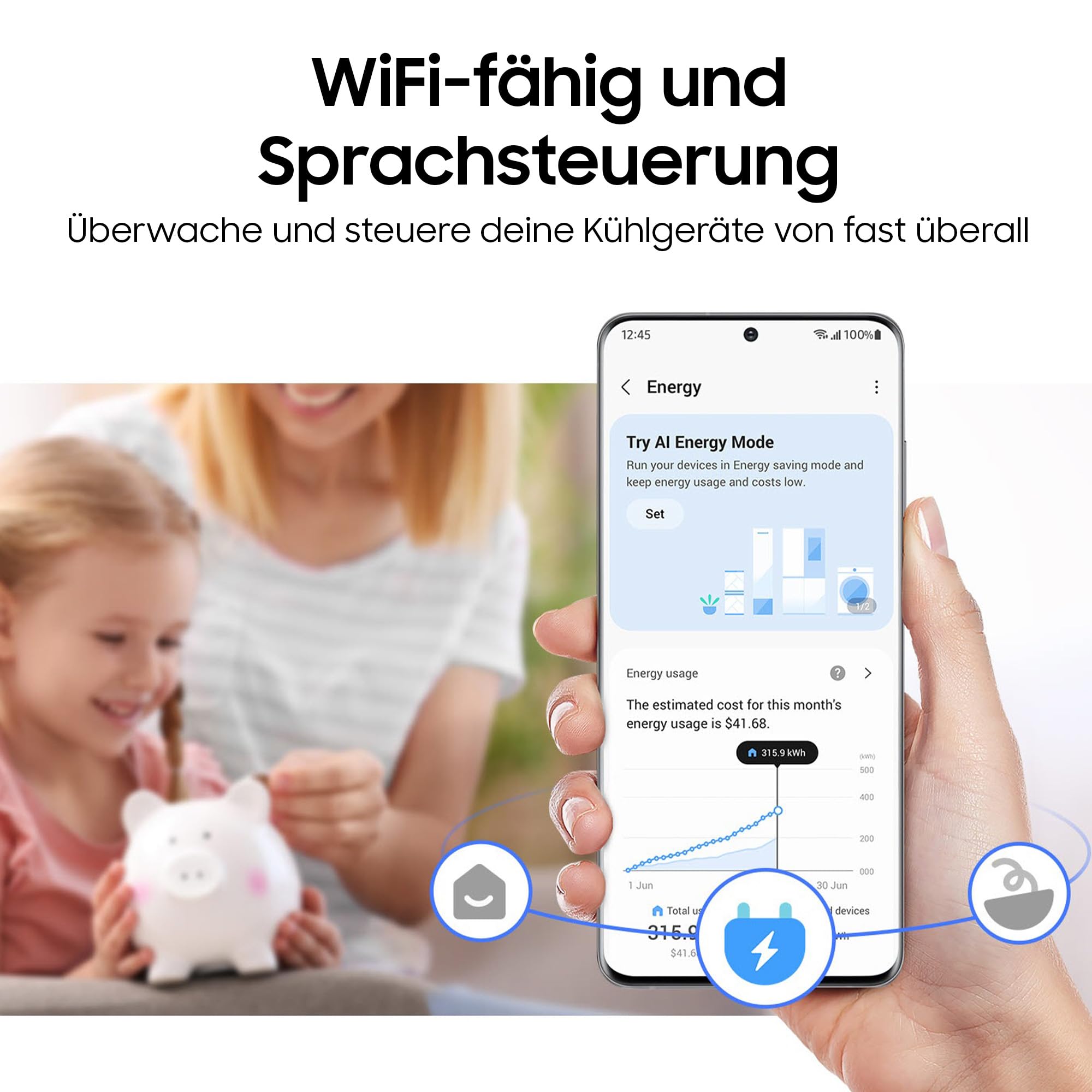 Samsung BRB38G705DWWEF Einbau-Kühl-Gefrierkombination, Kühlschrank mit Gefrierfach, 194 cm, 389 l, No Frost+, AI Energy Mode, Optimal Fresh+, Weiß