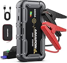 AIMAPOW Car Battery Booster 6000A, Car Jump Starter 12V (up to any Gas or 10.0L Diesel), Battery Booster, Portable Jump Starter with Smart Safety Clamps, LED Light (A20)
