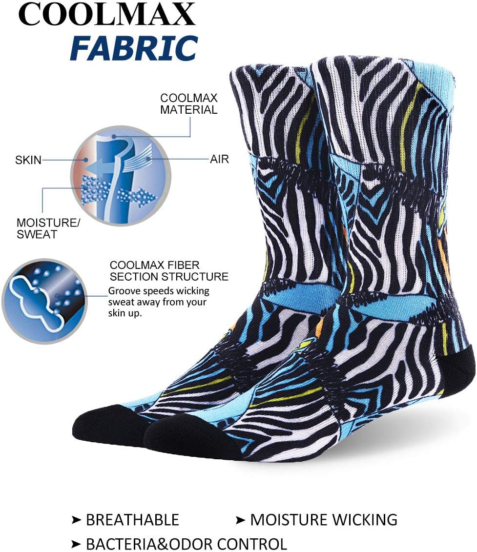 MEIKAN 3, 4, 5, 6 Pairs Men's Novelty Socks,Digital Printing Funky Patterned Crew Socks 3, 4, 5, 6 Pairs