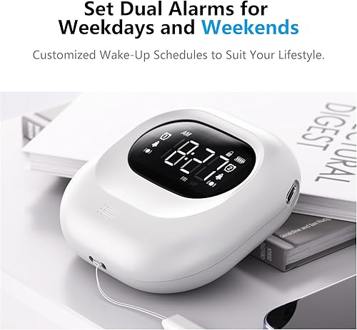 Miniatura 2 de Reloj despertador vibratorio para durmientes pesados, agitador de cama recargable con batería debajo de la almohada, vibración ajustable,