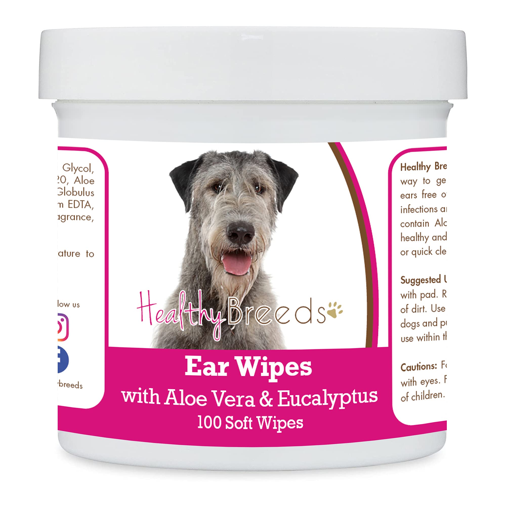 Healthy Breeds Irish Wolfhound Ear Cleaning Wipes with Aloe &amp; Eucalyptus for Dogs 100 Count