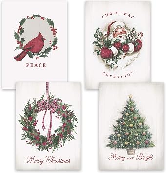 Masterpiece Studios 16-Count Boxed Assorted Christmas Cards, 4 each of 4 Different Designs, 6.25 x 4.62, Christmas Past 943100AST