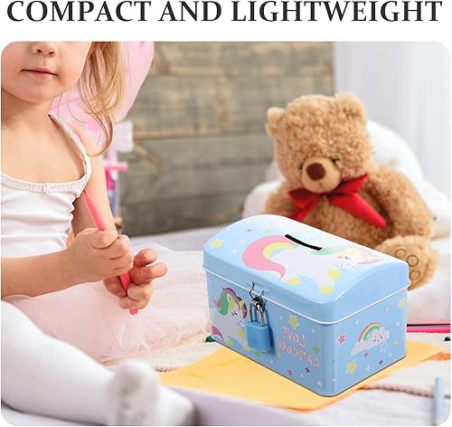 Miniatura 4 de NUOBESTY Hucha de unicornio para niños, banco de monedas de hojalata de metal, caja de ahorro de dinero, tarro de monedas para niños, regalos para