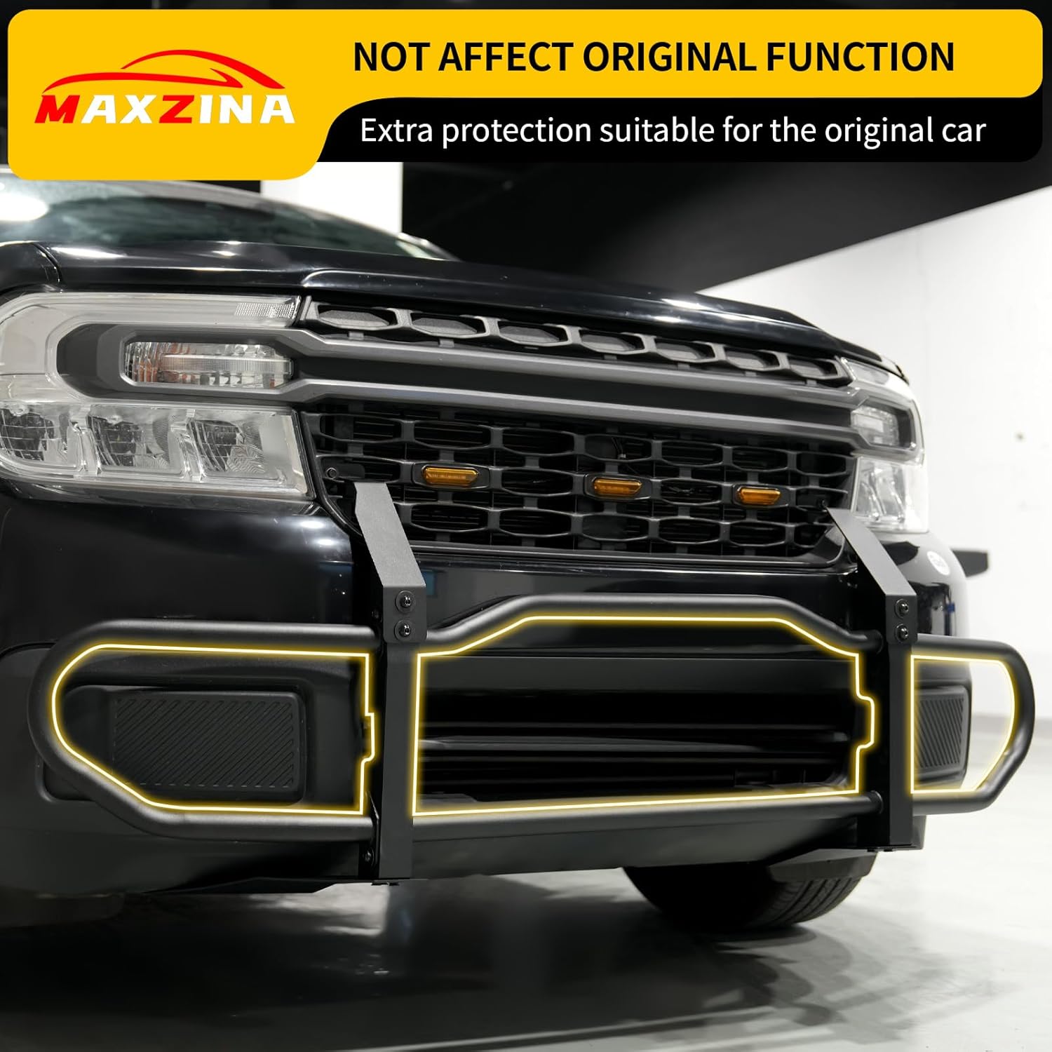 Bull Bar Compatible with 2022-2024 Ford Maverick XLT (Not for 2025+) Front Bumper Carbon Steel Bolt-On Grill Bar Bumper Grille Brash Gurad for 2023 Maverick Accessories (Not for FX4 Package)
