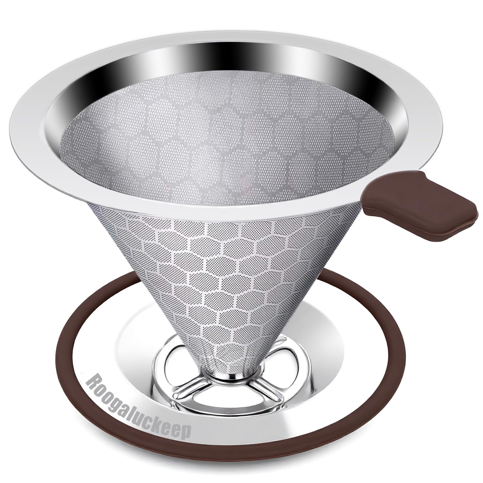 Roogaluckeep Pour Over Coffee Dripper, Stainless Steel Coffee Filter